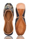 Blue-Multicolored Handcrafted Denim and Leather Juttis with Sequins